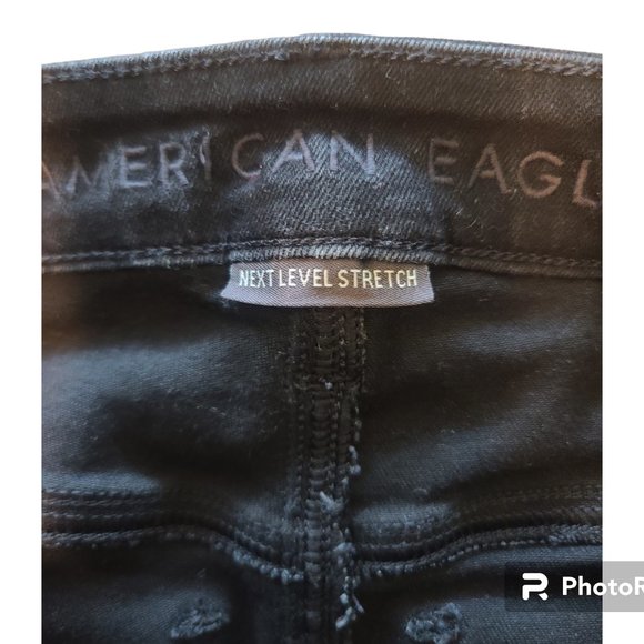 Bundle American Eagle Black Wash Distressed Jeggings Sweater and Cardigan - Picture 5 of 16